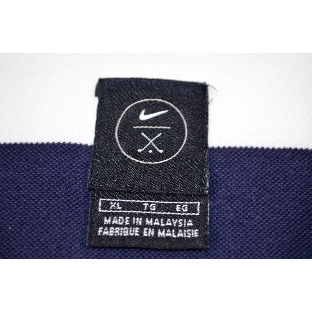 Nike Rugby Style Polo‎ Shirt Mens XL Colorblock Striped Navy Blue & White - Picture 10 of 16
